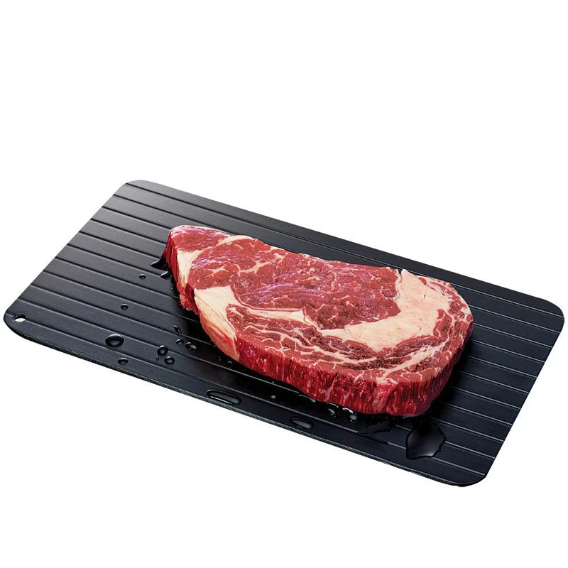 LMETJMA Fast Defrosting Tray – Aluminium Meat & Fish Thawing Tool
