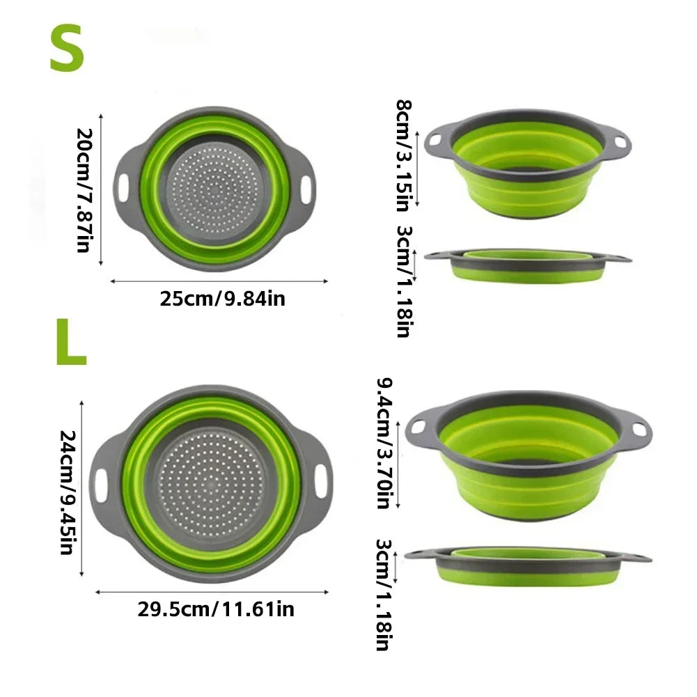 Silicone Folding Drain Basket – Collapsible Fruit & Vegetable Strainer