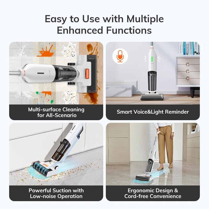 ILIFE W90 Cordless Wet & Dry Smart Vacuum Mop – 5500Pa Suction, 1-Min Self-Cleaning, Dual Water Tank