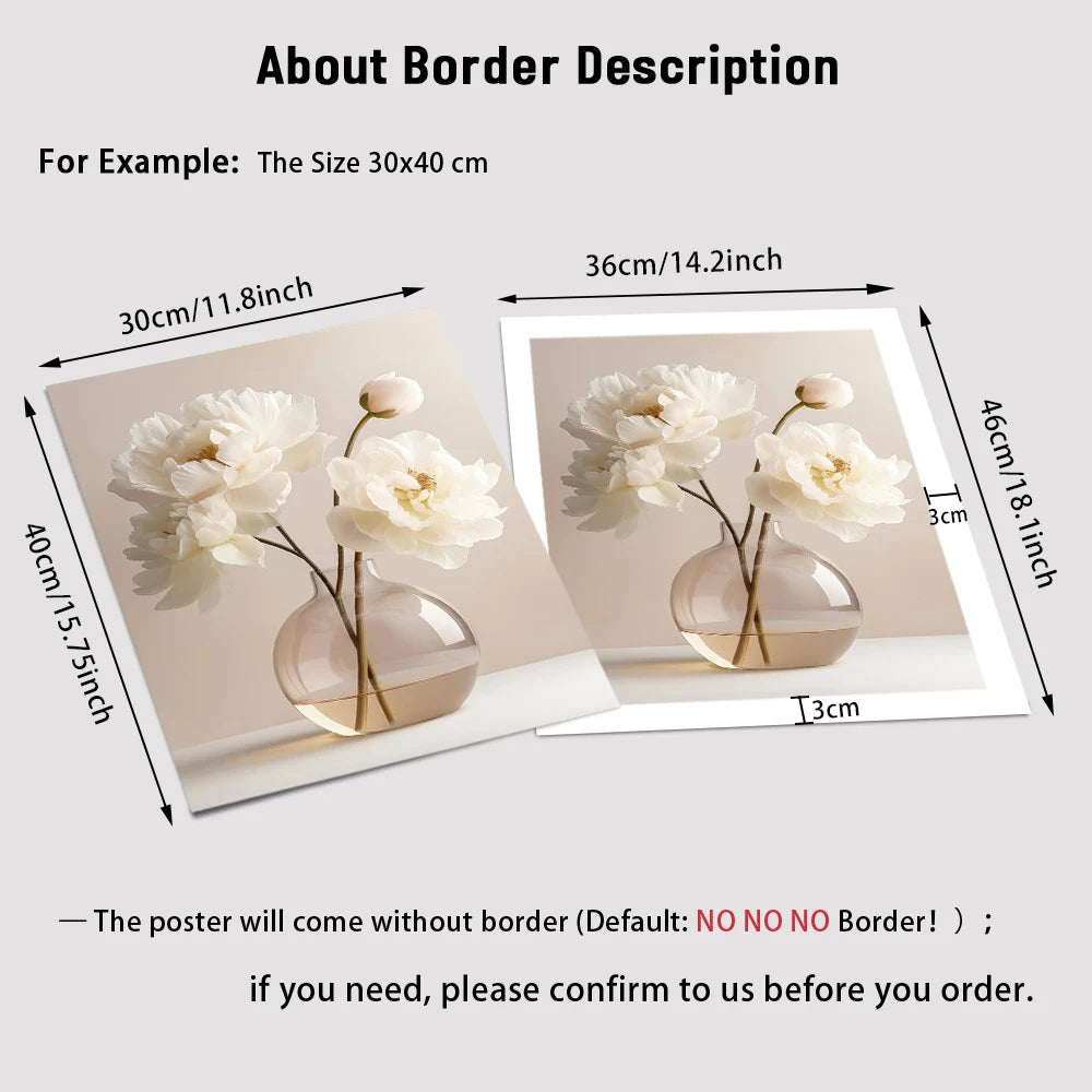 1/3pcs Frameless Nordic Peony Canvas – Modern Floral Wall Art for Home Décor