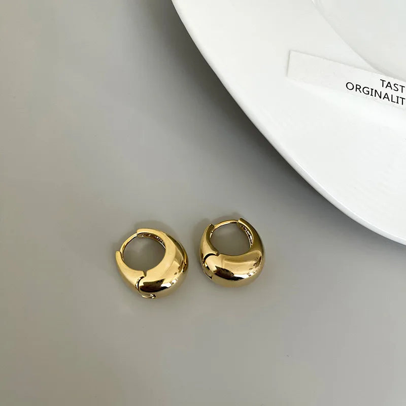 Stainless Steel Chunky Hoop Earrings – Smooth Round Circle Statement Jewelry for Women & Girls