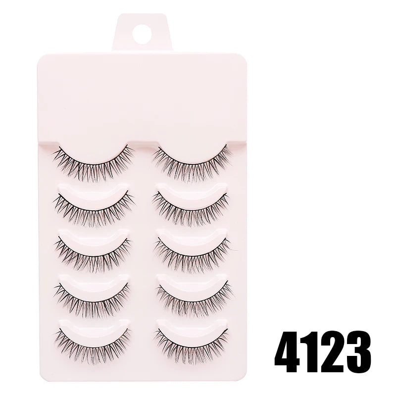 DINGSEN Anime Fake Eyelashes – 5 Pairs Natural Manga Lashes with Clear Band