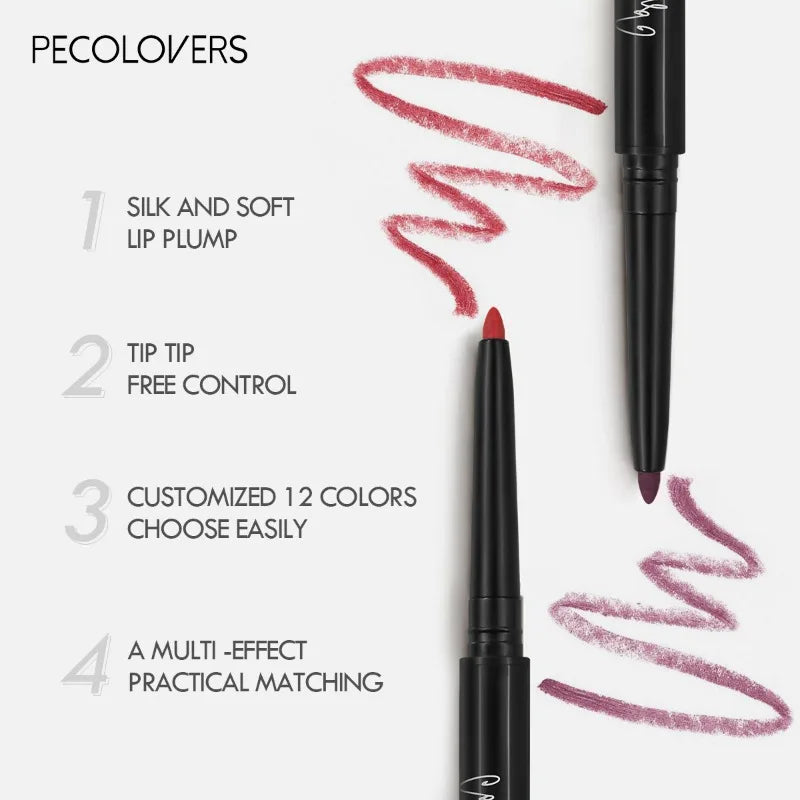 Waterproof Matte Lipliner Pencil – Red Contour Lipstick, Long-Lasting, Non-Stick & Moisturizing (12 Colors)
