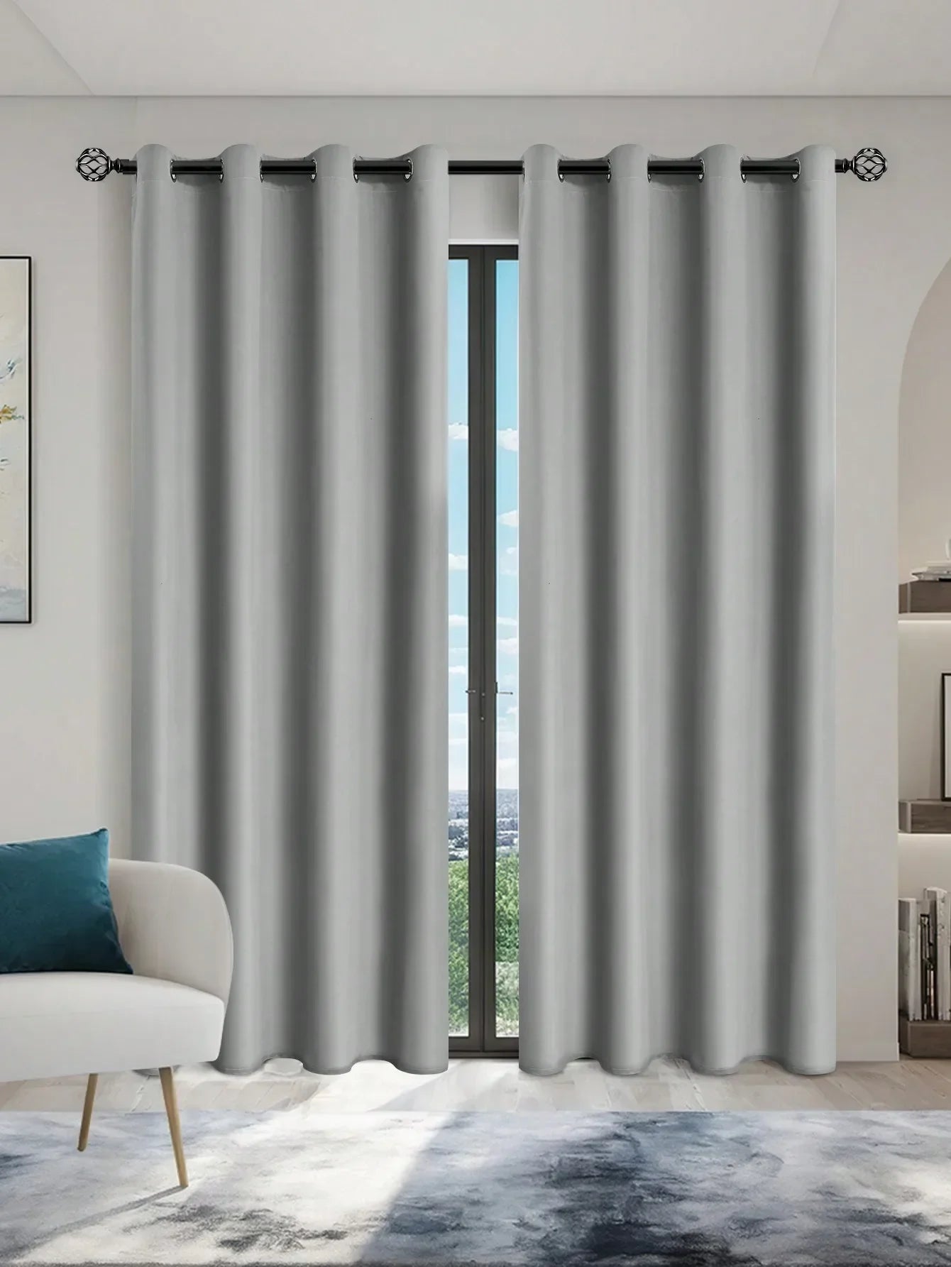 1pc Solid Blackout Curtain with Grommets – Total Privacy Bedroom Drapes