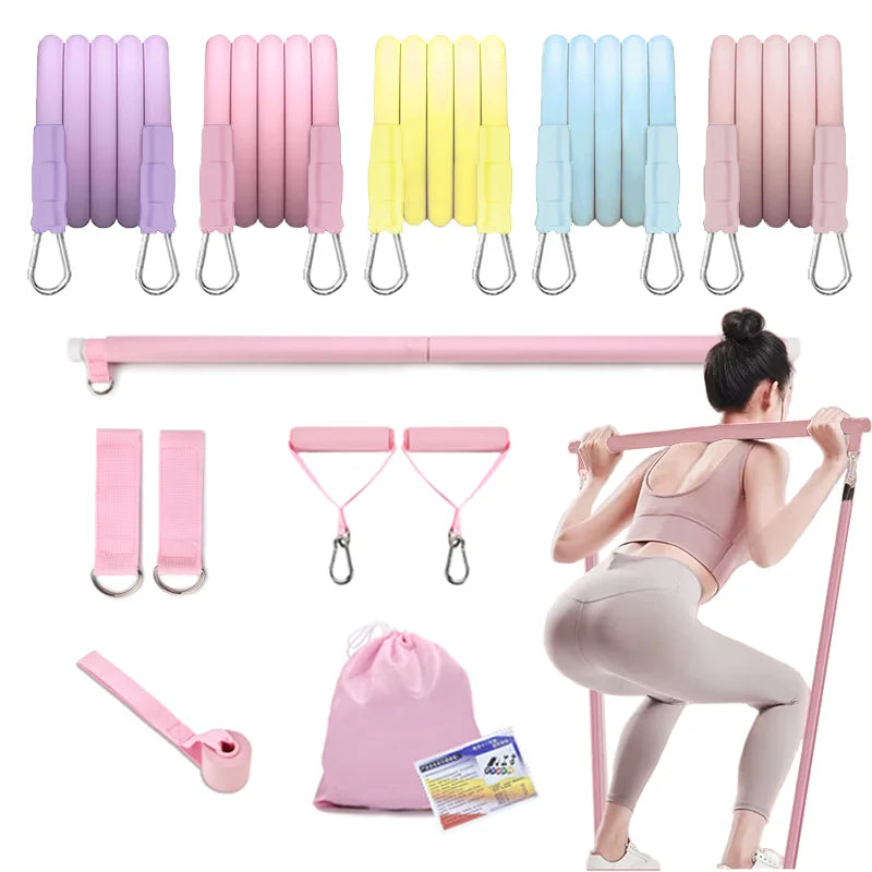 Macaron Color Tension Rope Fitness Set – Elastic Resistance Bands for Home Workouts