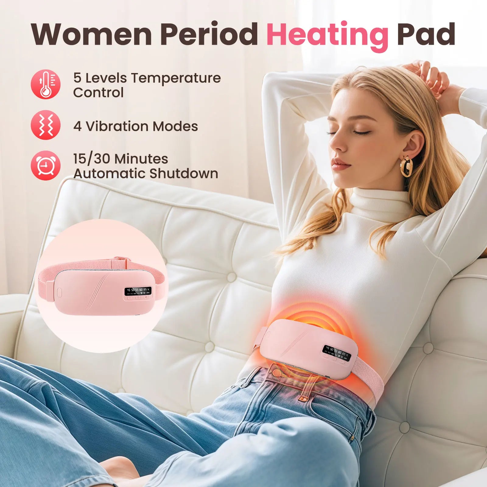 Rechargeable Heated Menstrual Waist Massager for Women