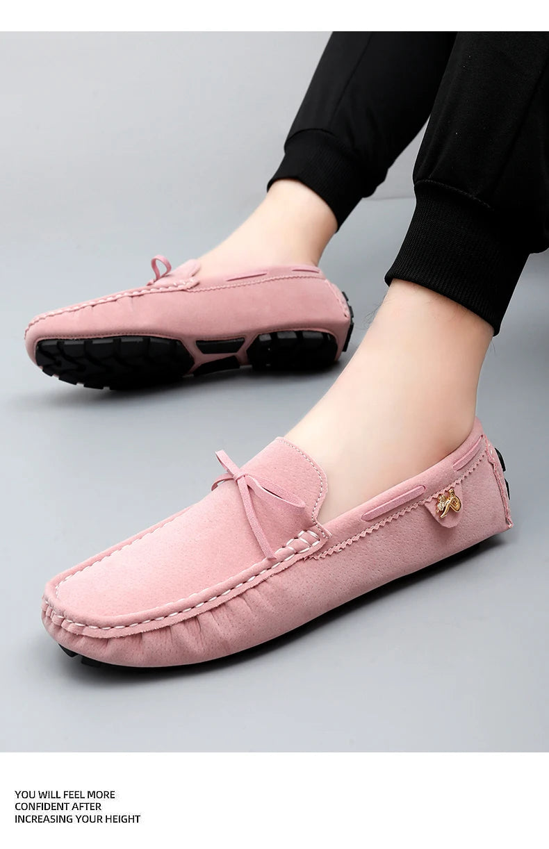 Pink Tassel Moccasin Loafers for Men – European Style Formal Dress & Party Shoes