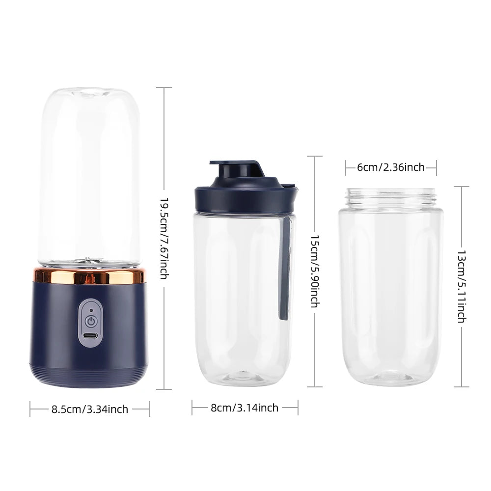 6-Blade Portable Electric Juicer Cup USB Rechargeable Personal Blender