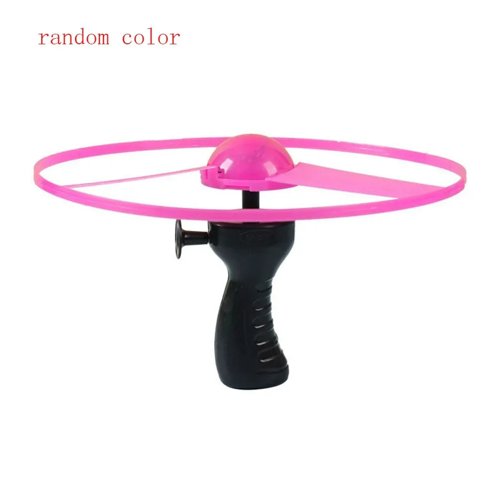 LED Luminous Flying Disc Toy – Pull String Spinning UFO for Kids