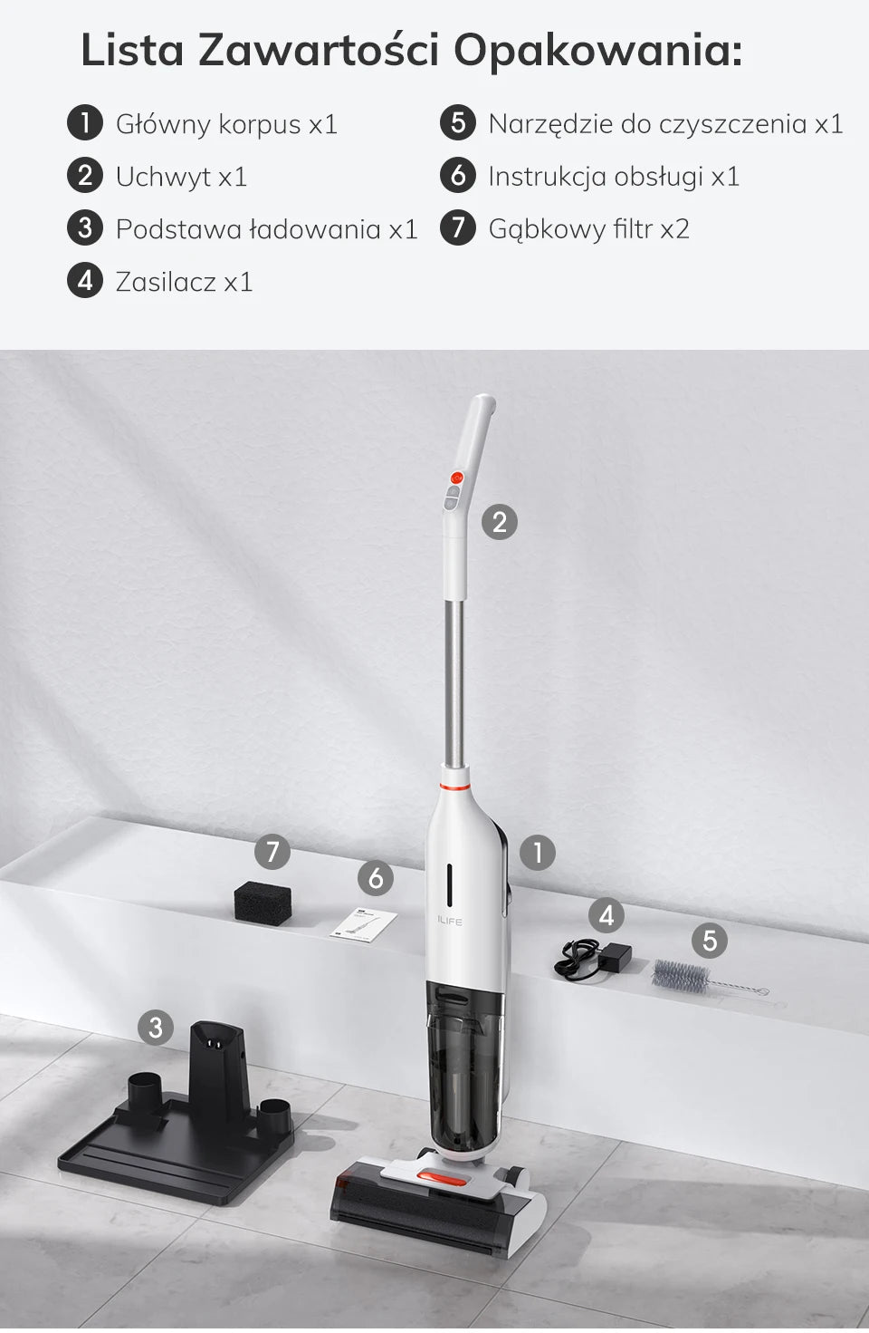 ILIFE W90 Cordless Wet & Dry Smart Vacuum Mop – 5500Pa Suction, 1-Min Self-Cleaning, Dual Water Tank