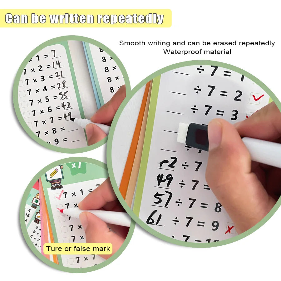 Wipeable Math Training Cards – Kids Montessori Learning Flashcards for Addition, Subtraction, Multiplication & Division
