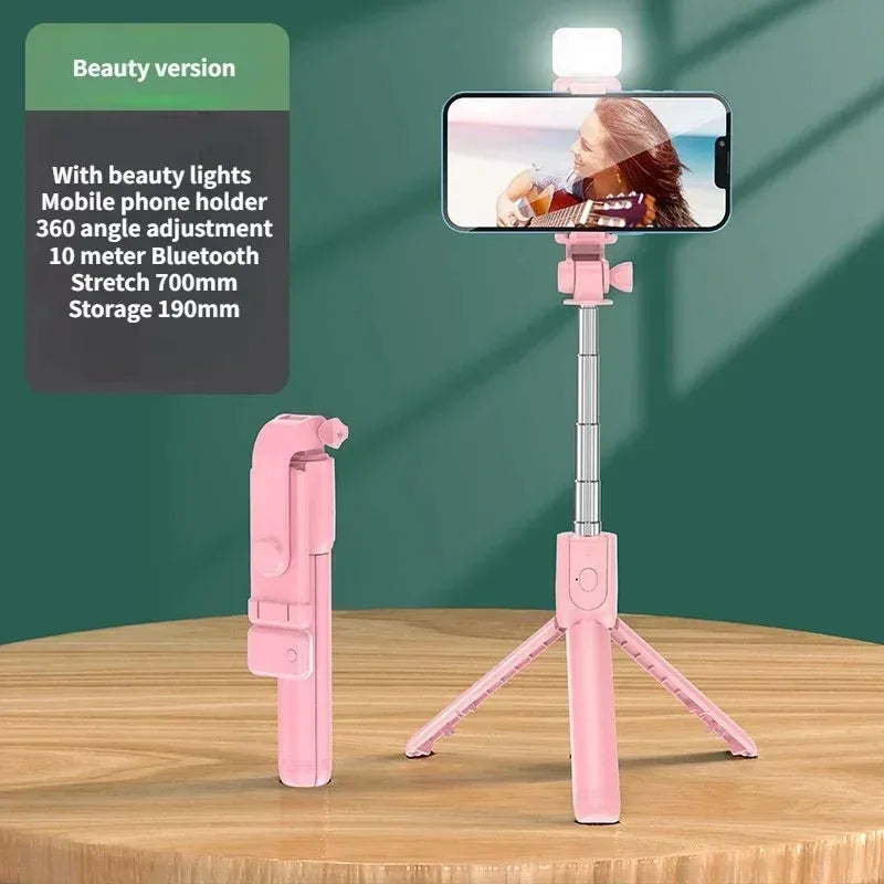 Wireless Selfie Stick Tripod with LED Light & Bluetooth Remote – Extendable Phone Stand for iPhone, Android & TikTok Live Streaming
