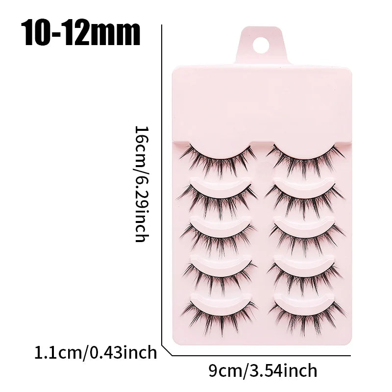 DINGSEN Anime Fake Eyelashes – 5 Pairs Natural Manga Lashes with Clear Band