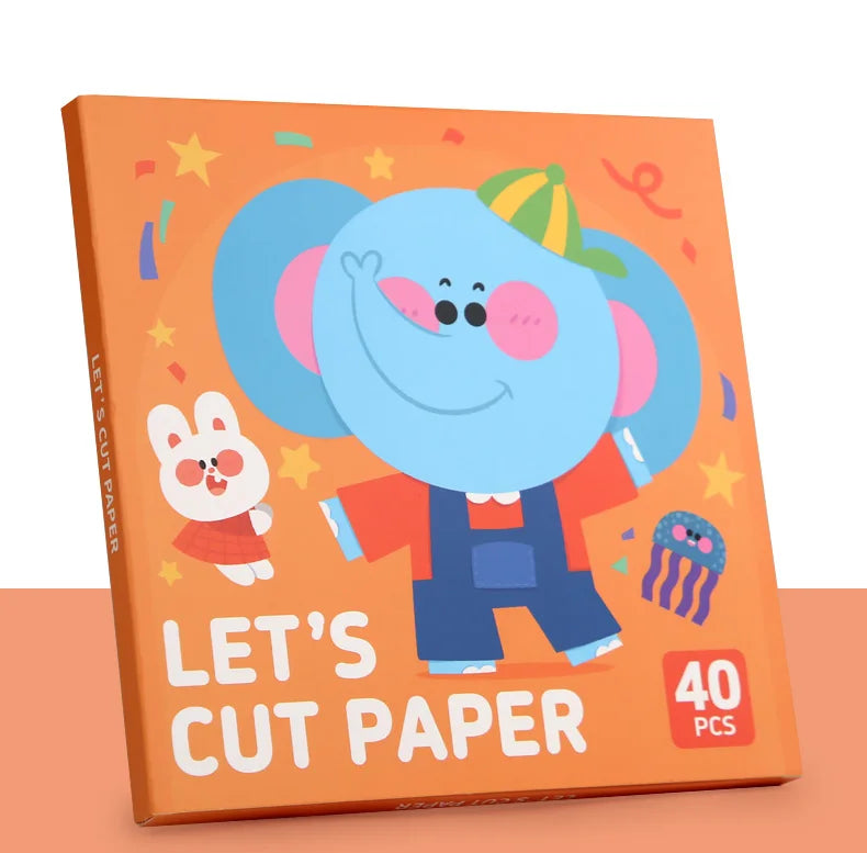 40Pcs Kids Origami & Paper-Cut Craft Set – Cartoon Animal Educational Art Toy for Early Learning