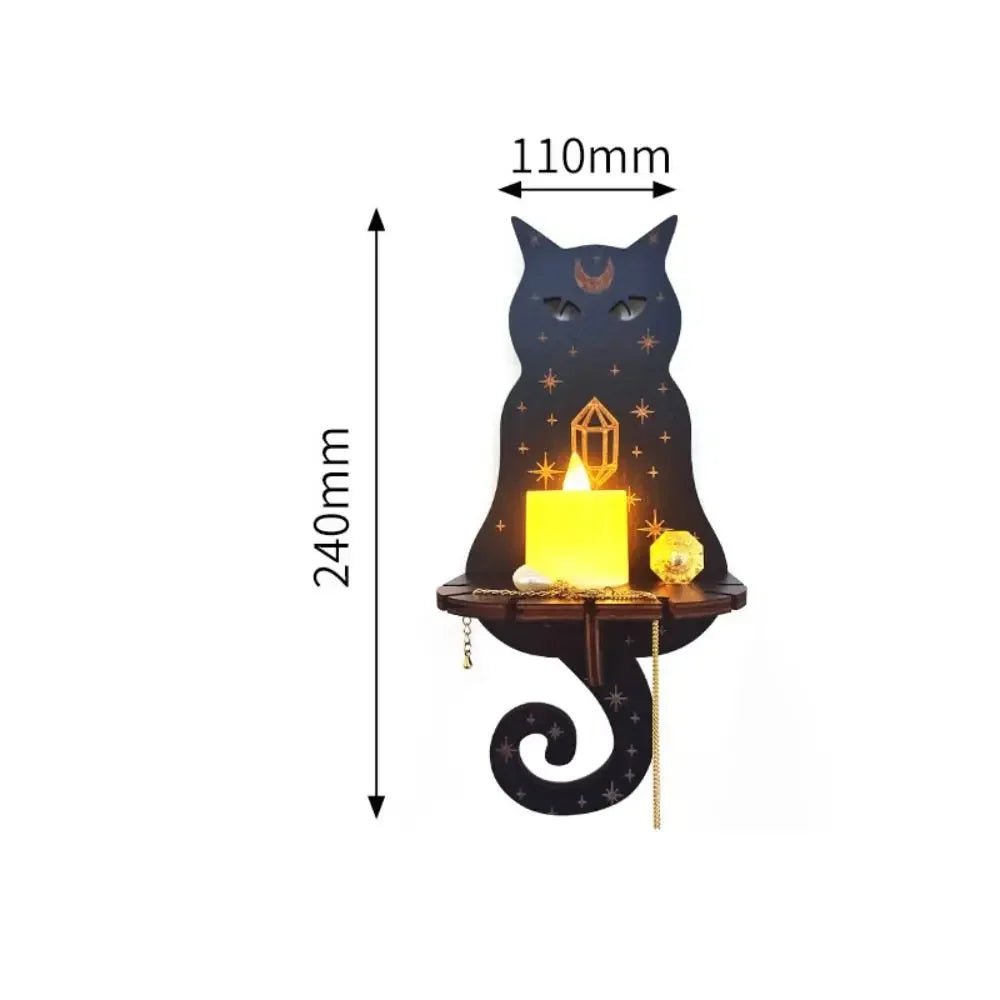 Hand-Carved Wooden Wall Shelf – Stone Style Hanging Display Stand & Candle Holder for Home Décor