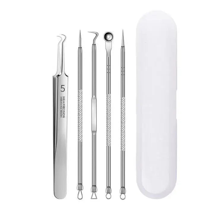 German Ultra-Fine No. 5 Blackhead Remover Tweezers – Precision Pimple Extractor, Acne Needle Tool for Face Care & Salon Use