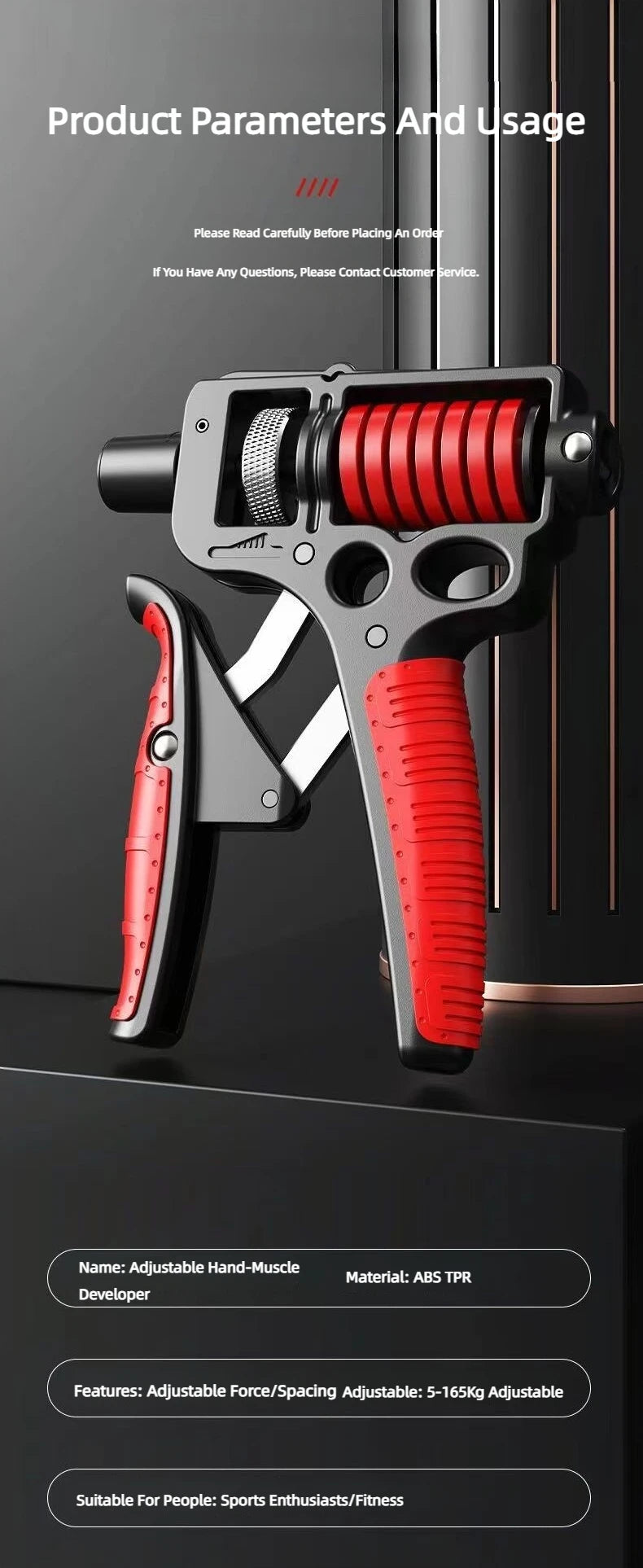 Adjustable Heavy Hand Grip Strengthener – 5–165Kg Forearm, Wrist & Finger Exercise Trainer