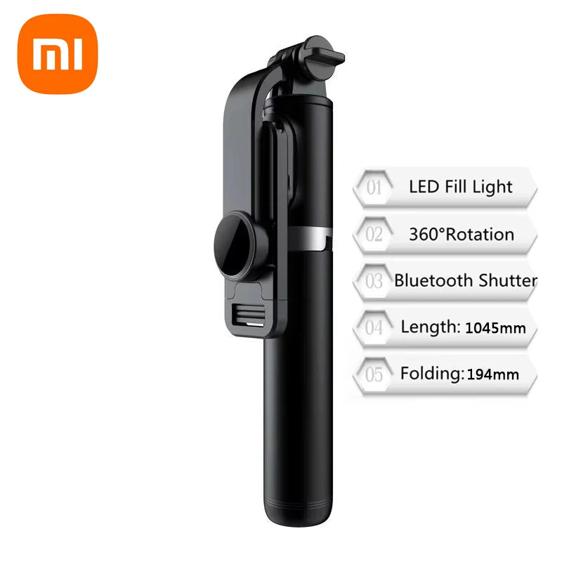 Xiaomi Selfie Stick 1045mm Bluetooth Tripod with LED Fill Light & Remote Shutter – Wireless Extendable Selfie Stand for Android & iPhone