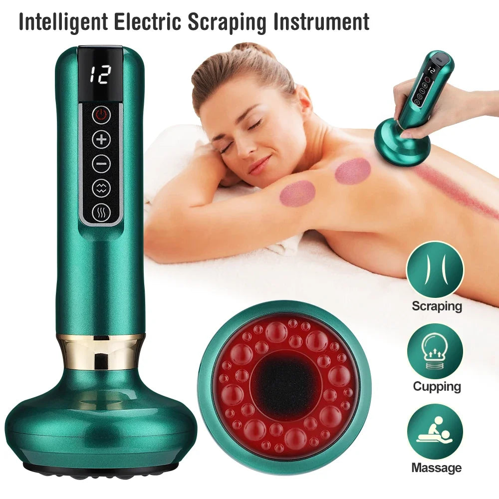 Electric Cupping Massager 6/12 Gear Vacuum Gua Sha Device – Anti-Cellulite Suction Heat Therapy Body Slimming Tool