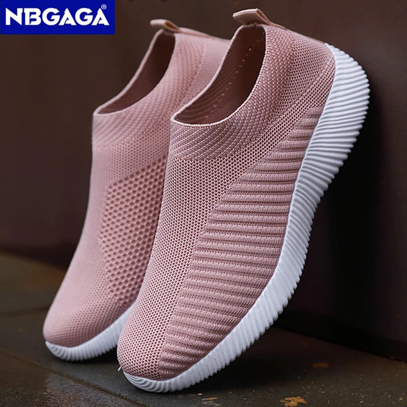New Pink Women’s Sneakers – Comfortable Breathable Slip-On Casual Flats
