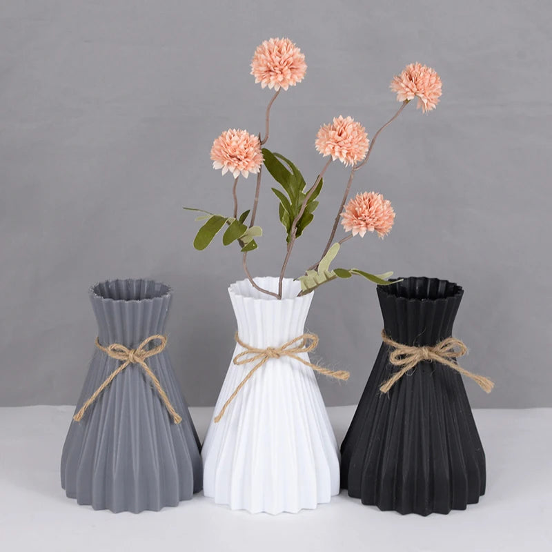 Nordic Flower Vase – Imitation Ceramic Plastic Vase for Home, Desktop & Event Décor