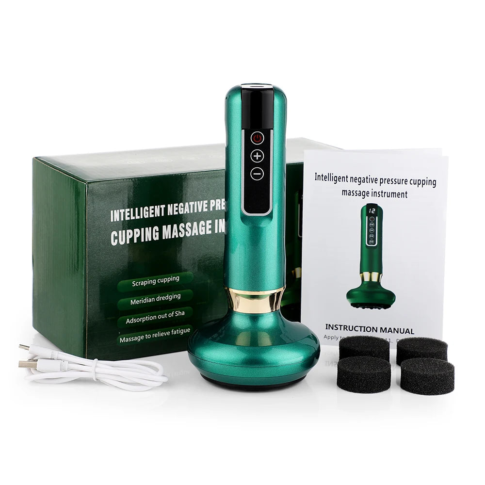 Electric Cupping Massager 6/12 Gear Vacuum Gua Sha Device – Anti-Cellulite Suction Heat Therapy Body Slimming Tool