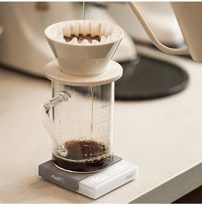 Fuego Kitchen Coffee Scale with Timer Rechargeable 0.1g Digital Espresso & Drip Brewer