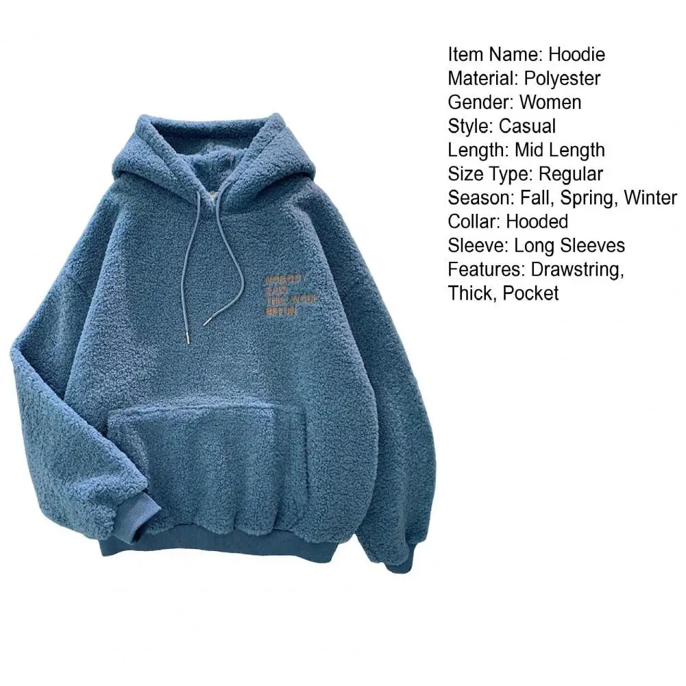 Pink Hooded Harajuku Sweatshirt – Autumn/Winter Fleece Pullover for Women