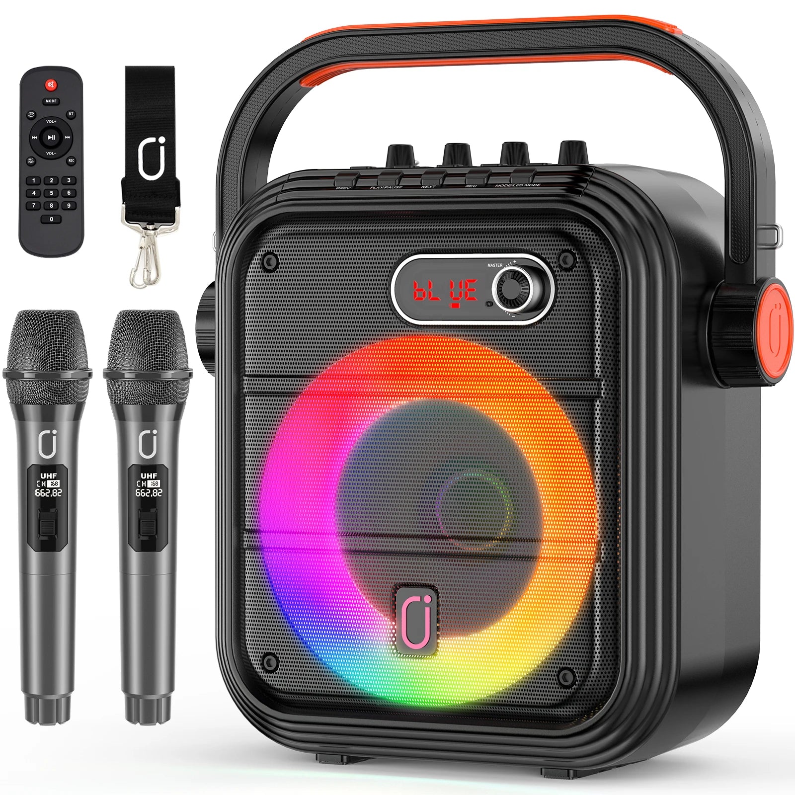 FanFun 66Pro Portable Bluetooth Karaoke Speaker with Mic & DJ Lights