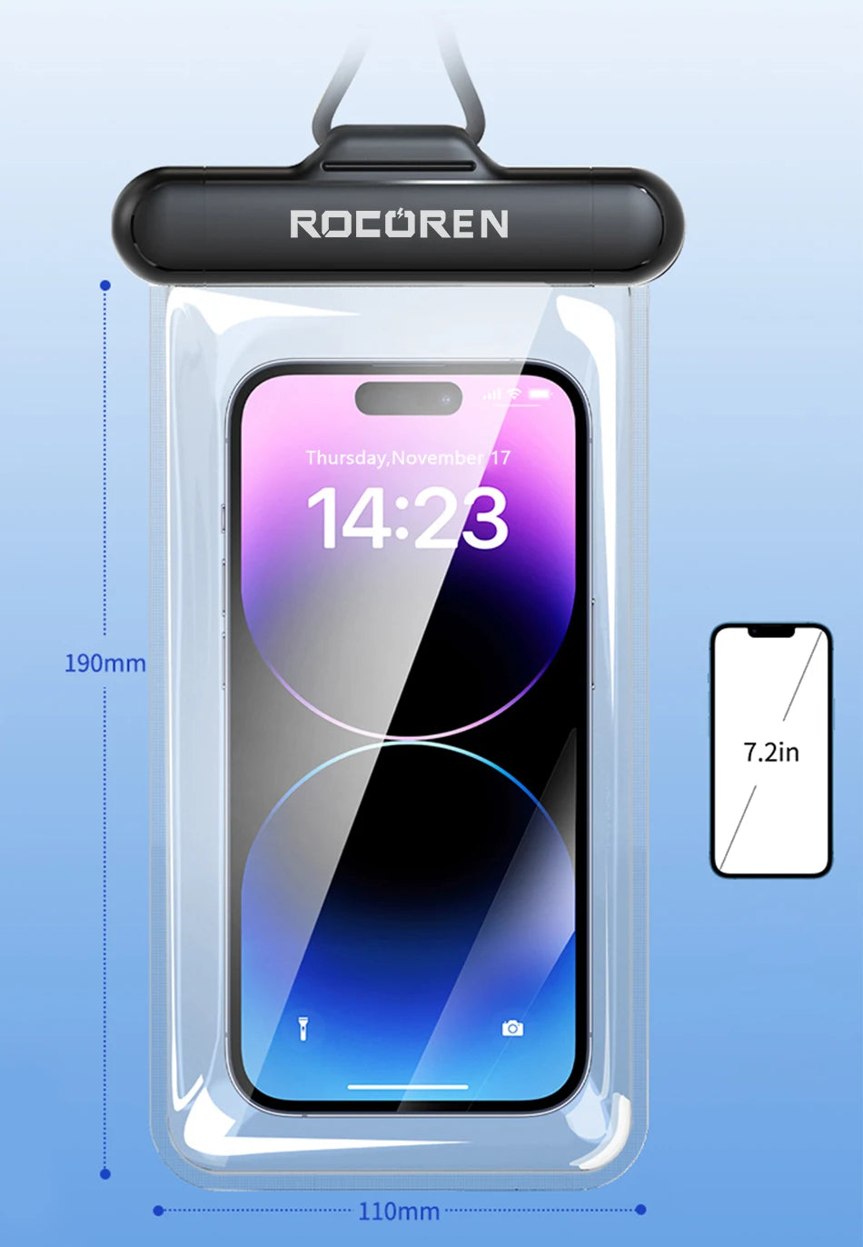 Rocoren Waterproof Phone Case for iPhone 14 13 Pro Samsung Xiaomi Universal Water Proof Phone Pouch Transparent Protection Cover