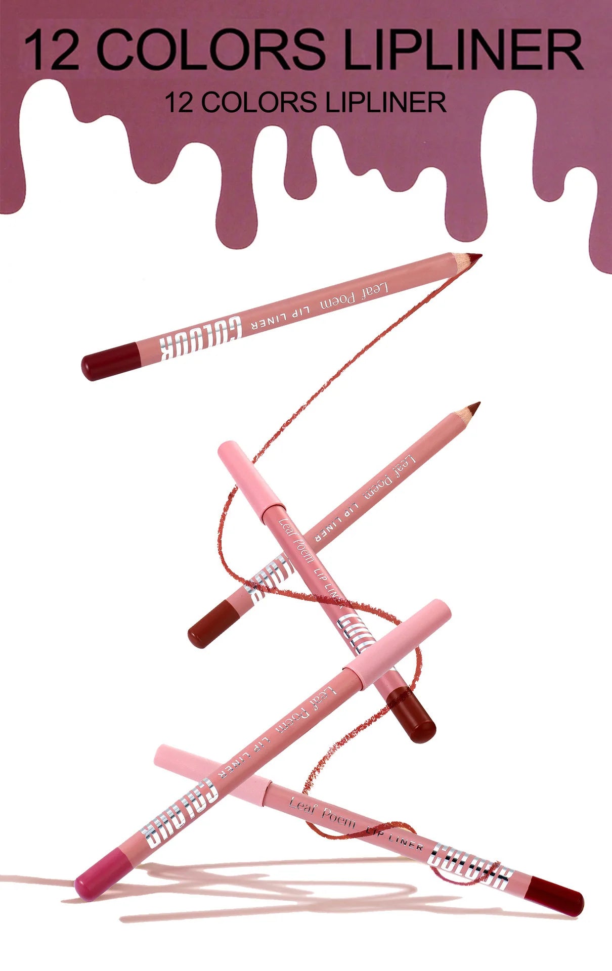 12-Color Matte Lipliner Pencil – Waterproof, Plumping & Long-Lasting Lip Contour Makeup
