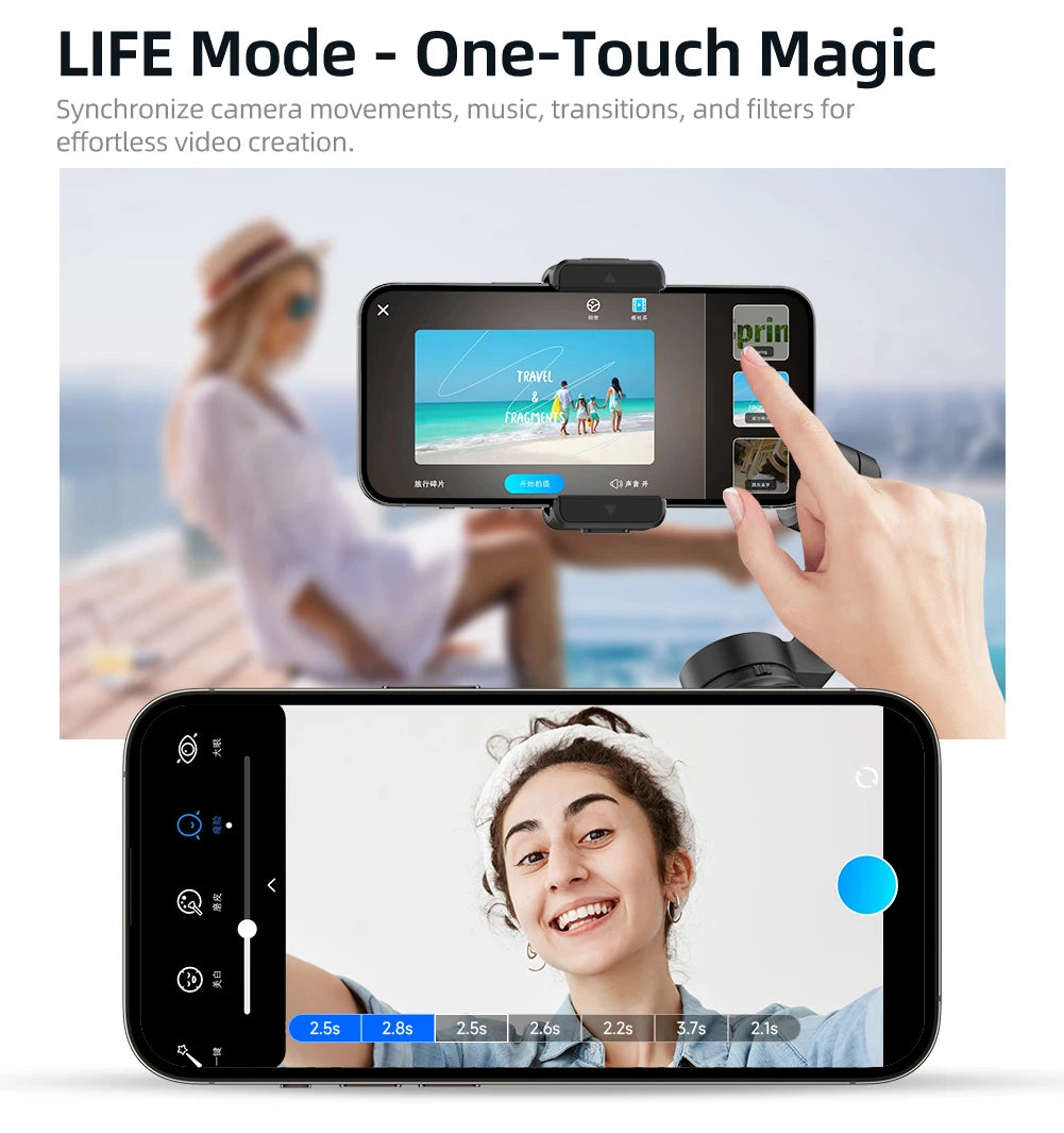 3-Axis Handheld Gimbal Stabilizer for Smartphone – Anti-Shake Video Tripod with Selfie Mode for iPhone & Xiaomi