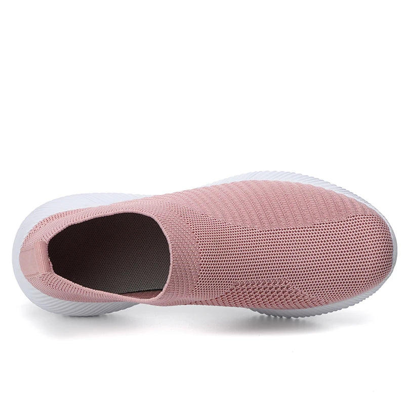 New Pink Women’s Sneakers – Comfortable Breathable Slip-On Casual Flats