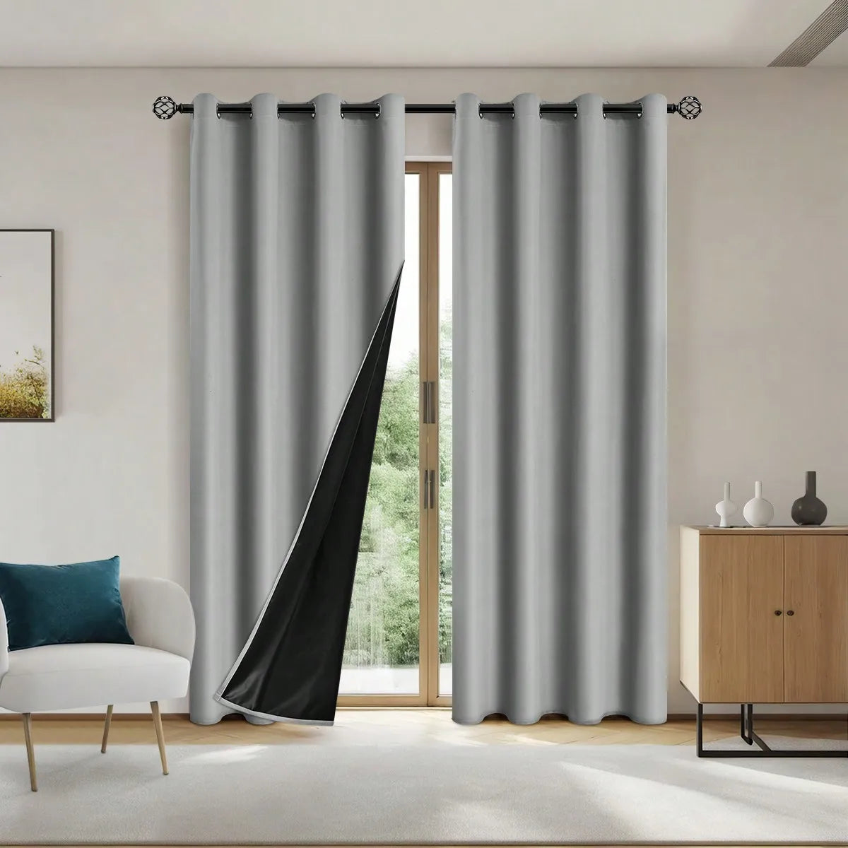 1pc Solid Blackout Curtain with Grommets – Total Privacy Bedroom Drapes