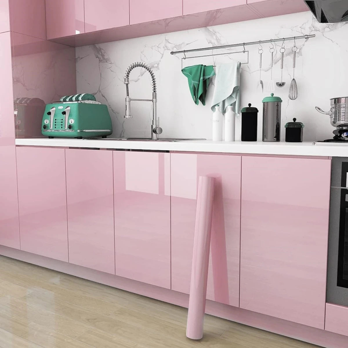 PVC Pearl Waterproof Wallpaper – DIY Self-Adhesive Black/White High Gloss Wall & Furniture Stickers