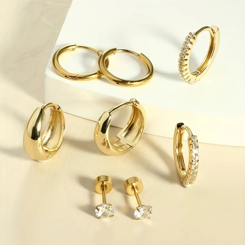 8pcs Hypoallergenic Thick Earrings Set – Stylish Cartilage Jewelry for Women