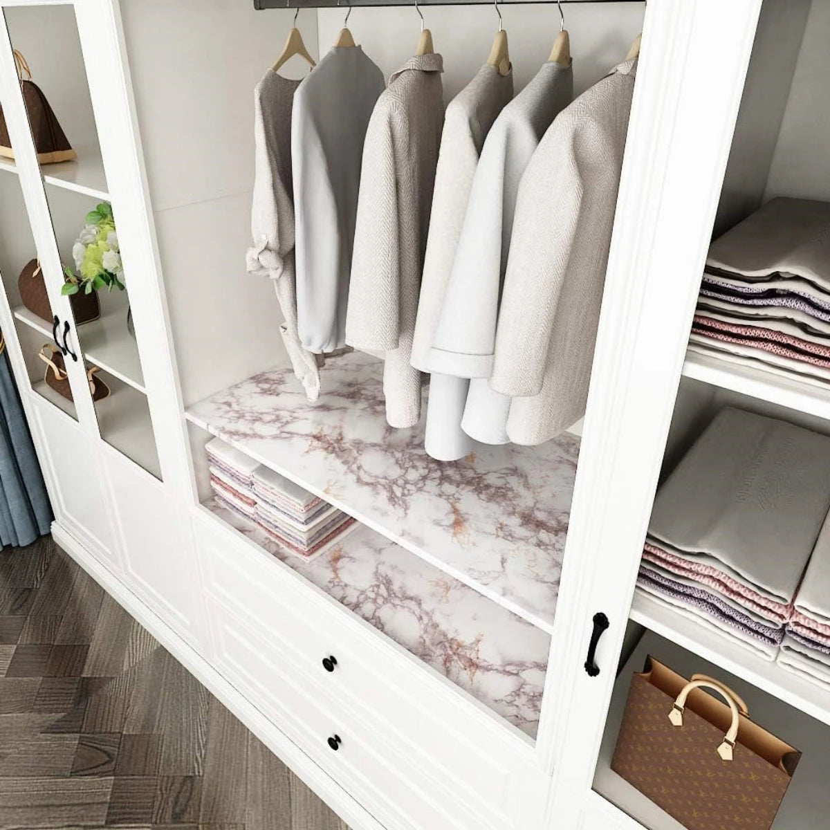 PVC Pearl Waterproof Wallpaper – DIY Self-Adhesive Black/White High Gloss Wall & Furniture Stickers