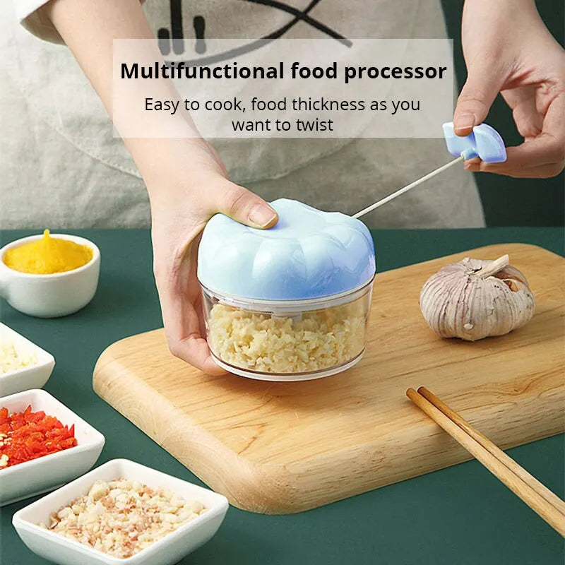 Manual Garlic Masher Hand Pull Blender Kitchen Tool Blue/Pink