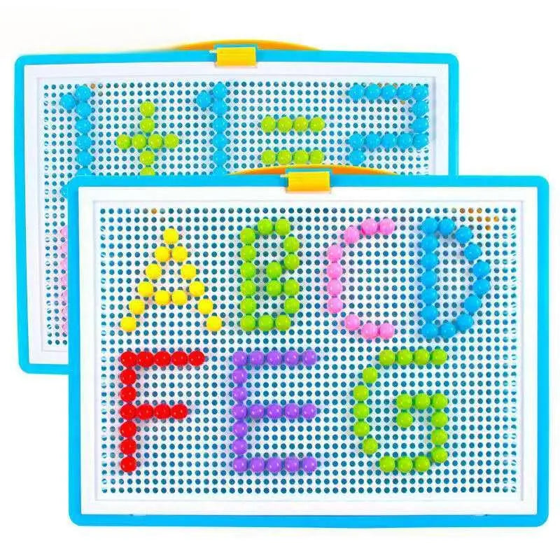 296pcs 3D STEM Building Puzzle Toy – Educational Mushroom Nail Design Learning Board Game for Kids