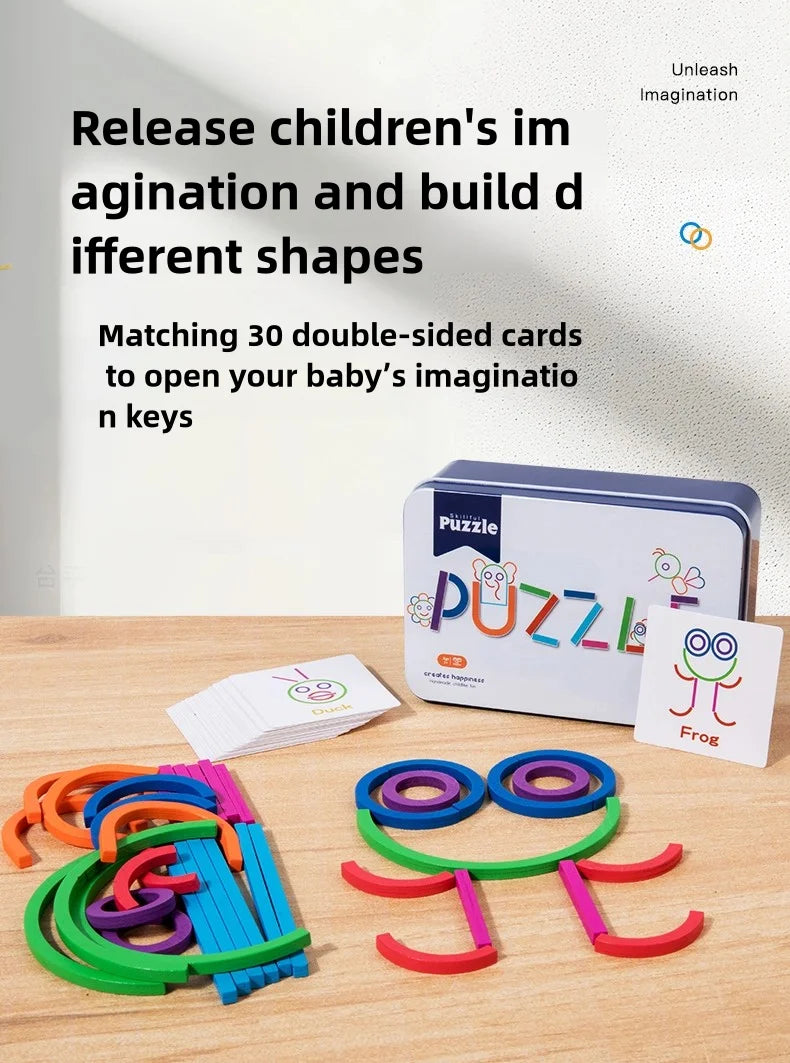 Kids Wooden Shape Board – Montessori Early Education Puzzle & Building Toy