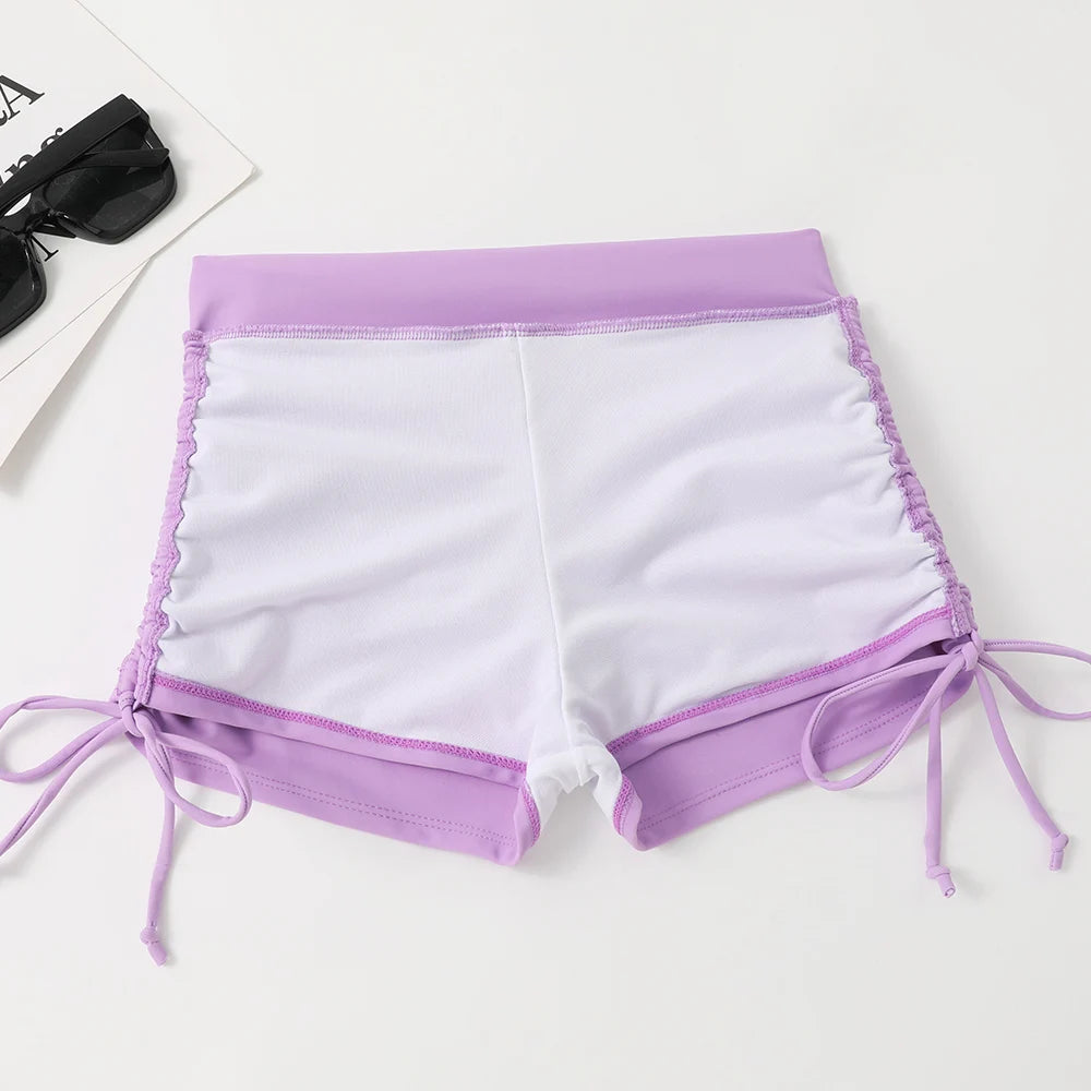 Drawstring Front Shorts Bikinis 2025 High Waist Swimsuit Women Swimwear Female Bathers Bathing Swimming Swim Suit Beachwear