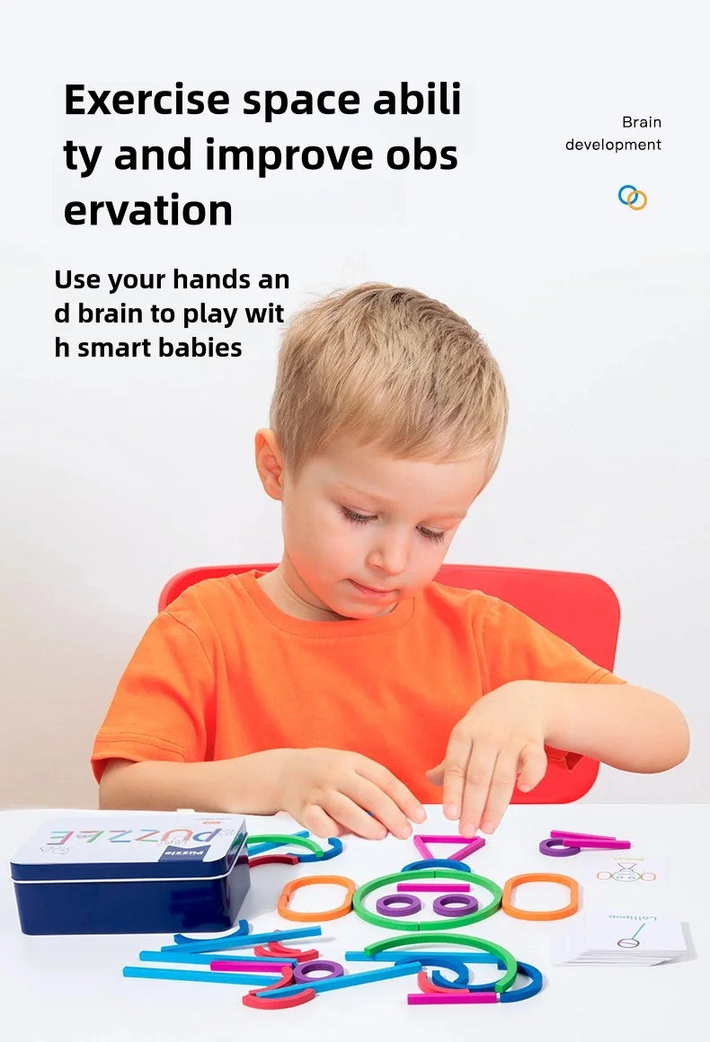 Kids Wooden Shape Board – Montessori Early Education Puzzle & Building Toy