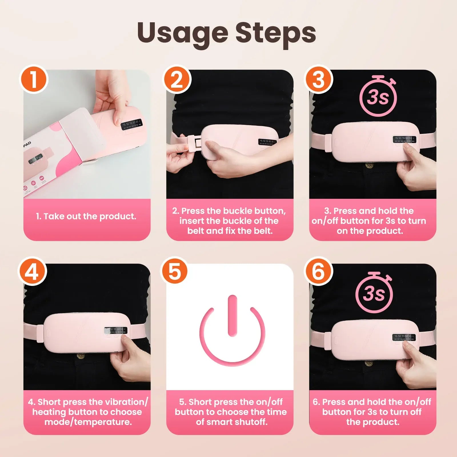 Rechargeable Heated Menstrual Waist Massager for Women