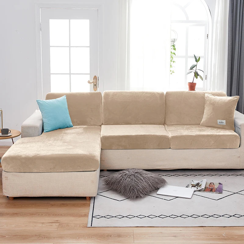 Plush Elastic Sofa Slipcover – Anti-Slip Couch Cover for Home & Office