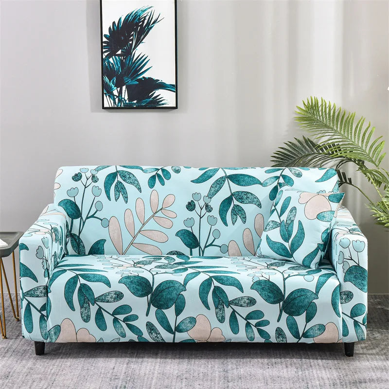 Floral Stretch Sofa Cover – Elastic Furniture Protector for Home & Office