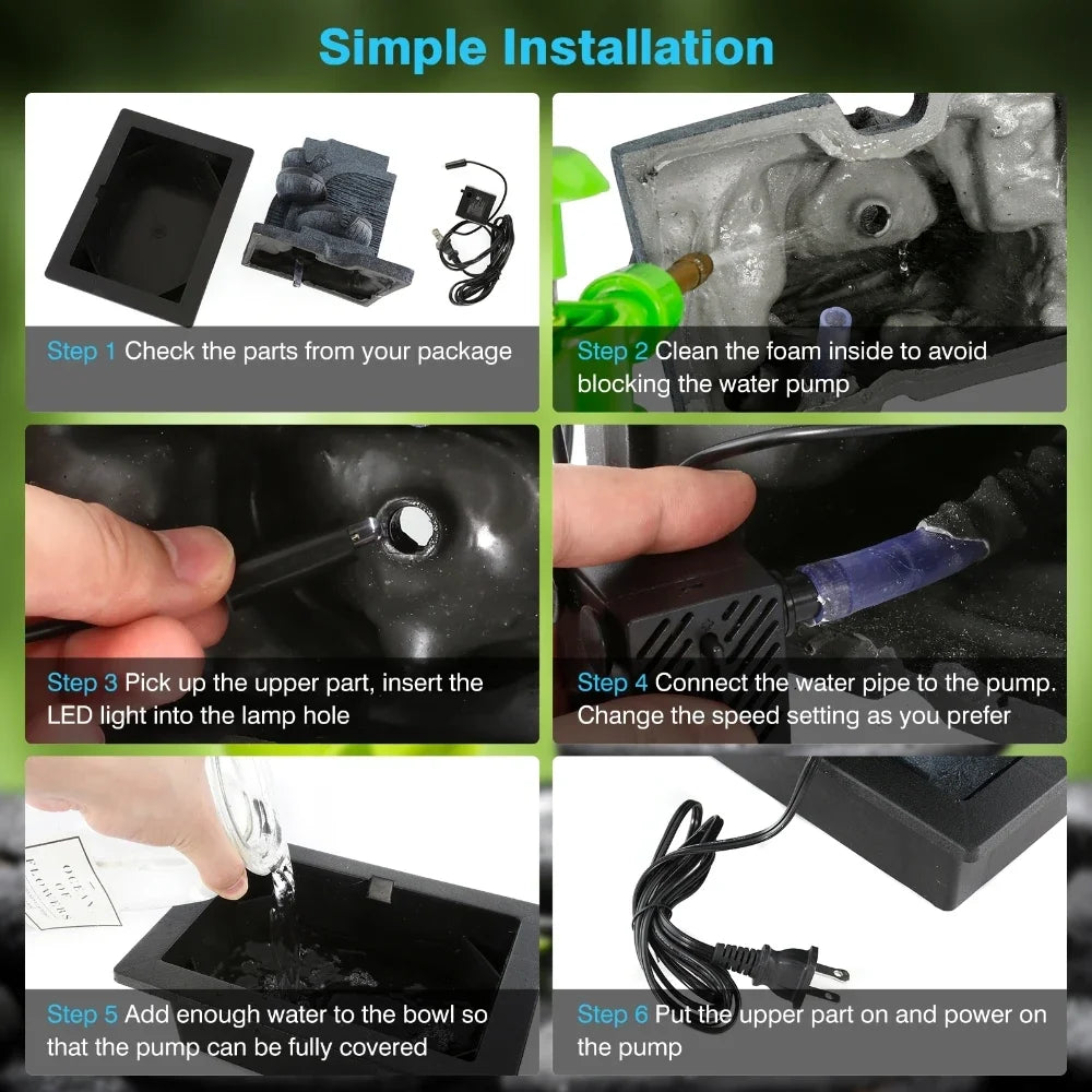 Mini Indoor Feng Shui Water Fountain – LED Geomantic Ball Tabletop Decoration