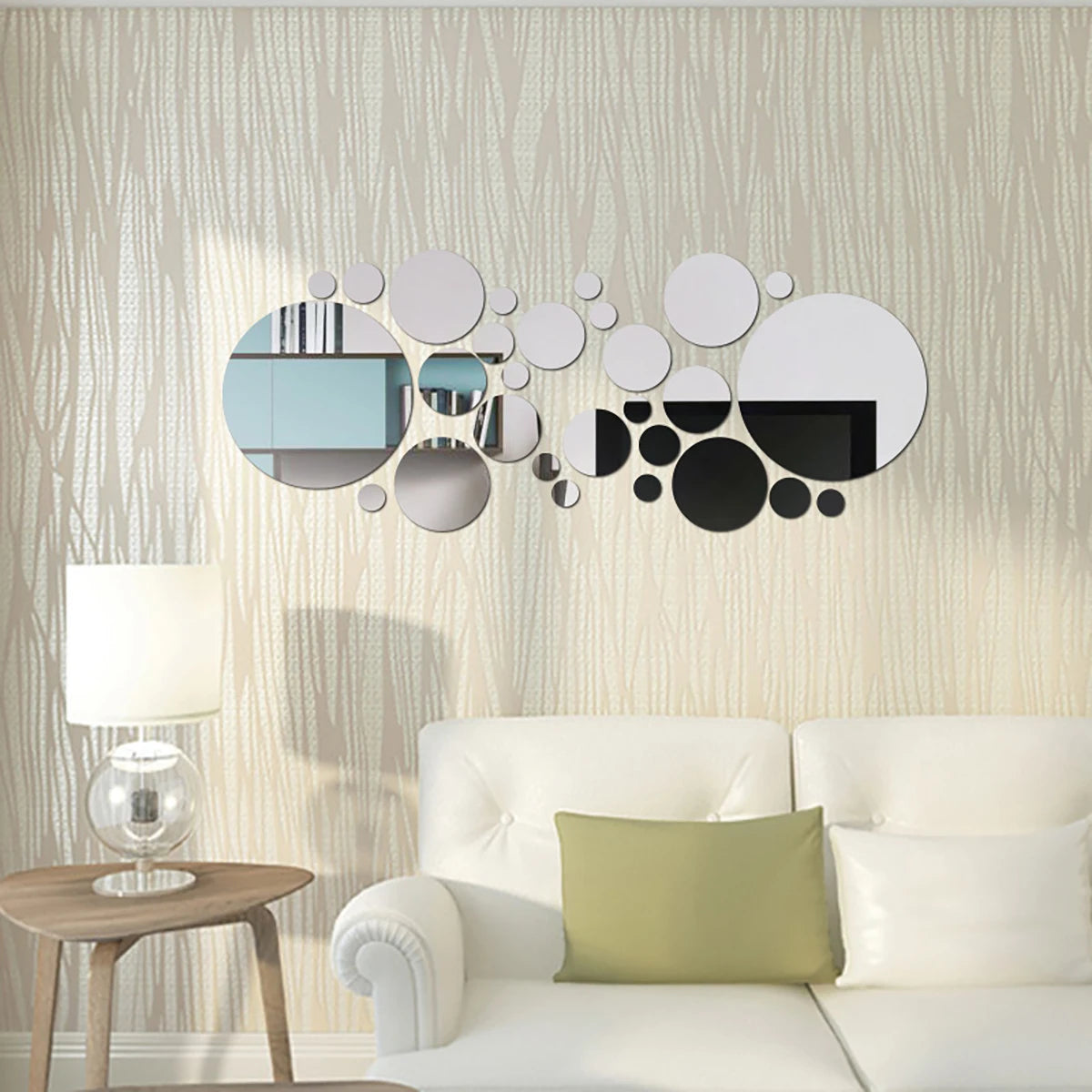 26pcs 3D Acrylic Mirror Wall Stickers – Round DIY Decorative Wall Décor for Bedroom & TV Background