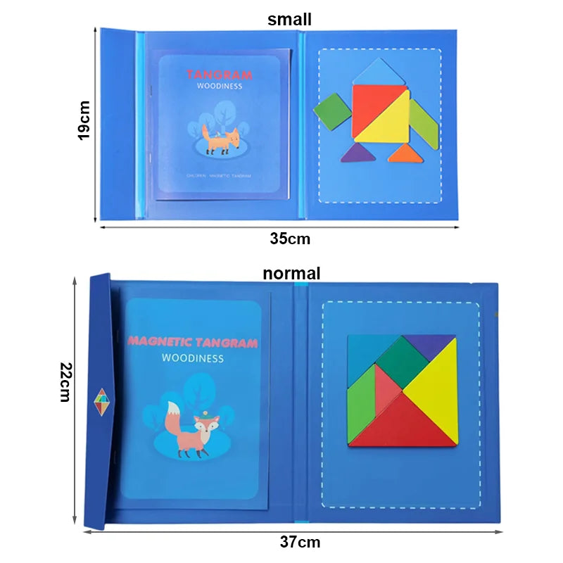 Magnetic Wooden Tangram Puzzle Book – Montessori Educational Toy for Kids