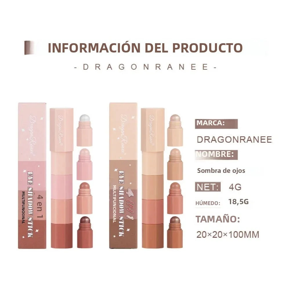 Dragon Ranee Eyeshadow Pencil 4 Colors/Set Waterproof Non-Smudge Highlighter Stick Pearlescent Matte Silkworm Lazy Eye Makeup