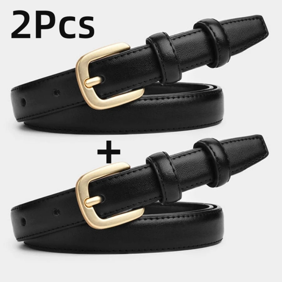 2-Pack Casual Fashion Belts – Simple Needle Buckle Double Loop Belts for Daily Wear, High-End Feel